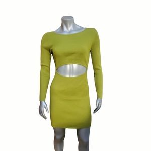 Women's House Of Harlow 1960 Ribbed Cut Out Dress Green Size L NWT